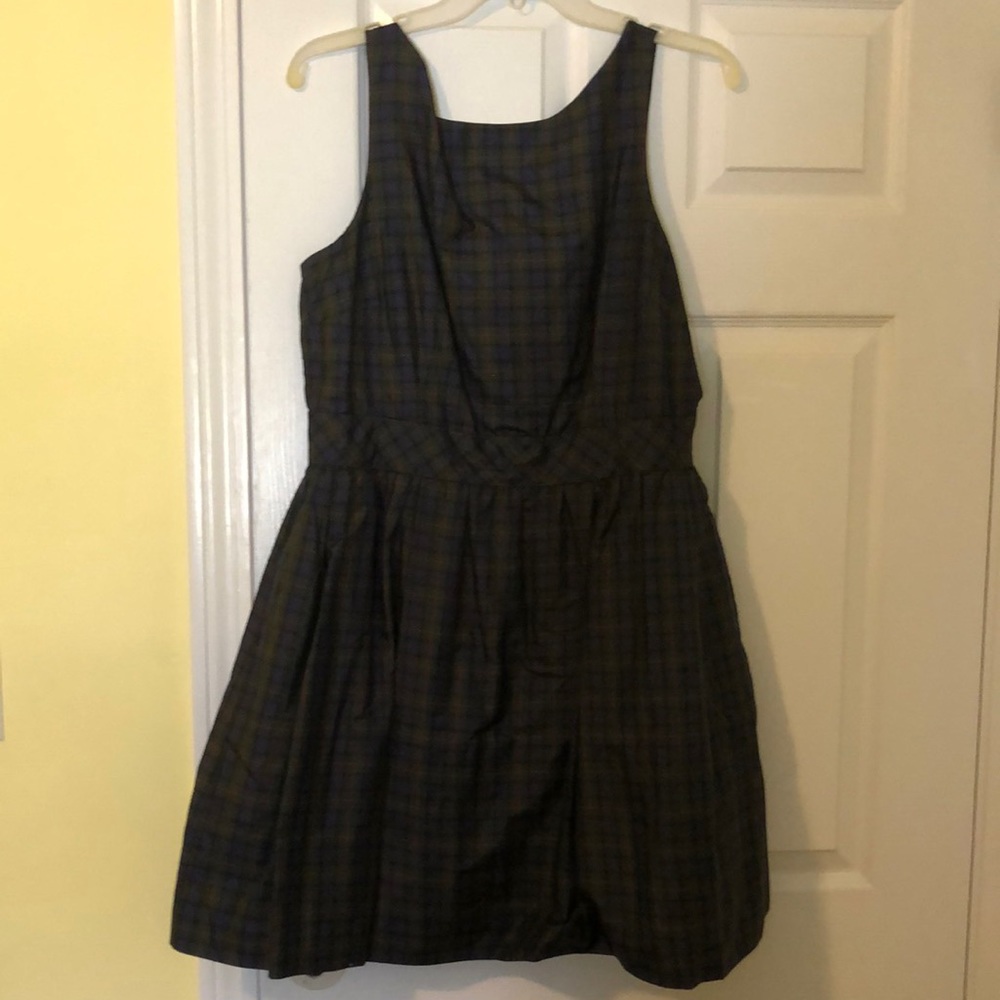 Tommy Hilfiger Navy and Black Plaid Sleeveless Fit-and-Flare Dress